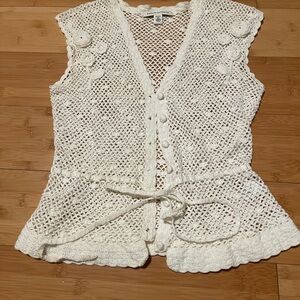 Banana Republic Cream Crochet Vest